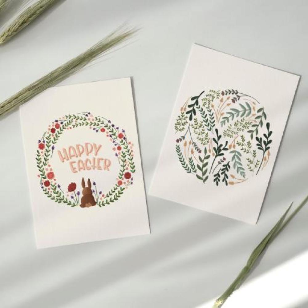 two floral postcards