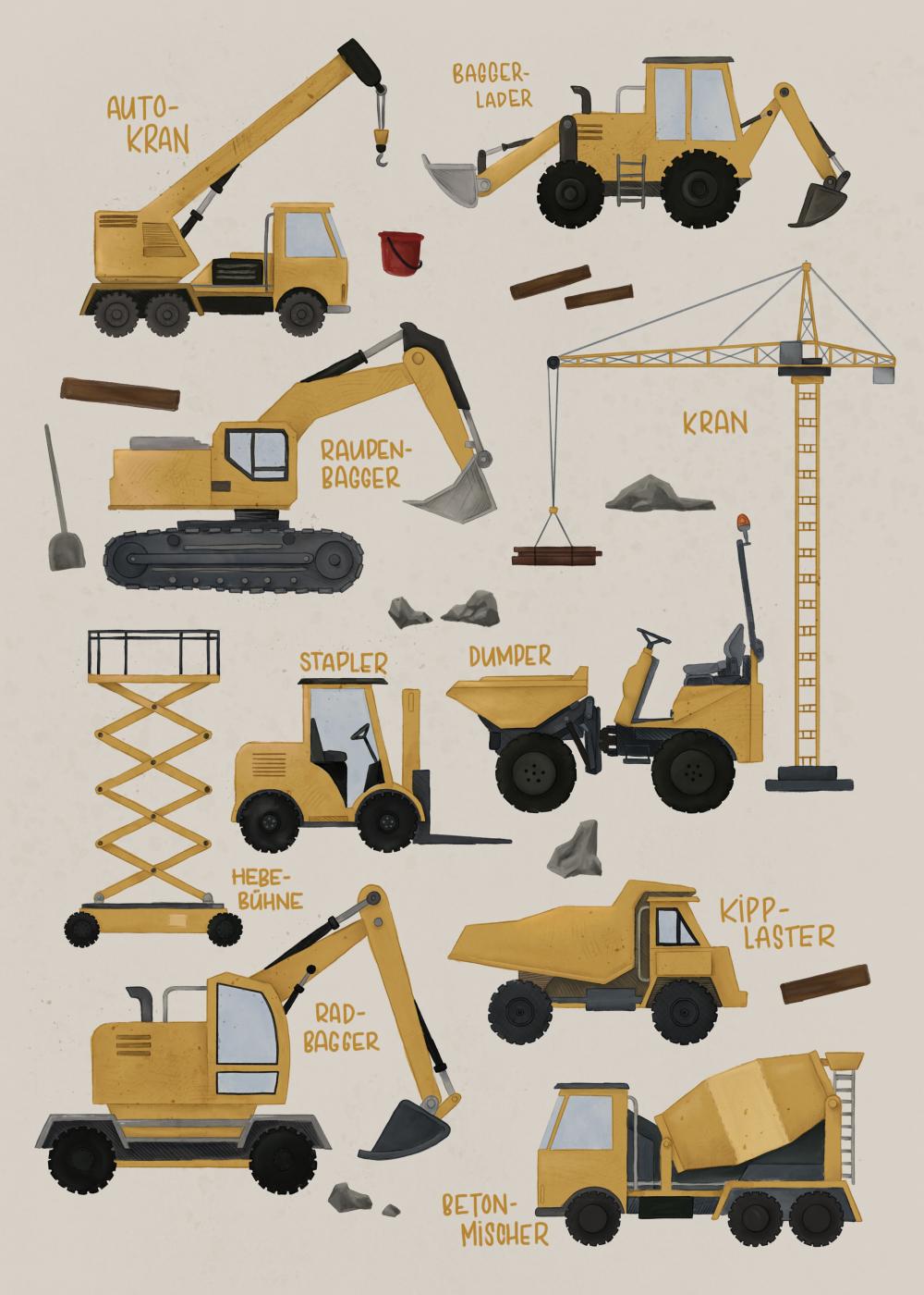 construction machines illustration